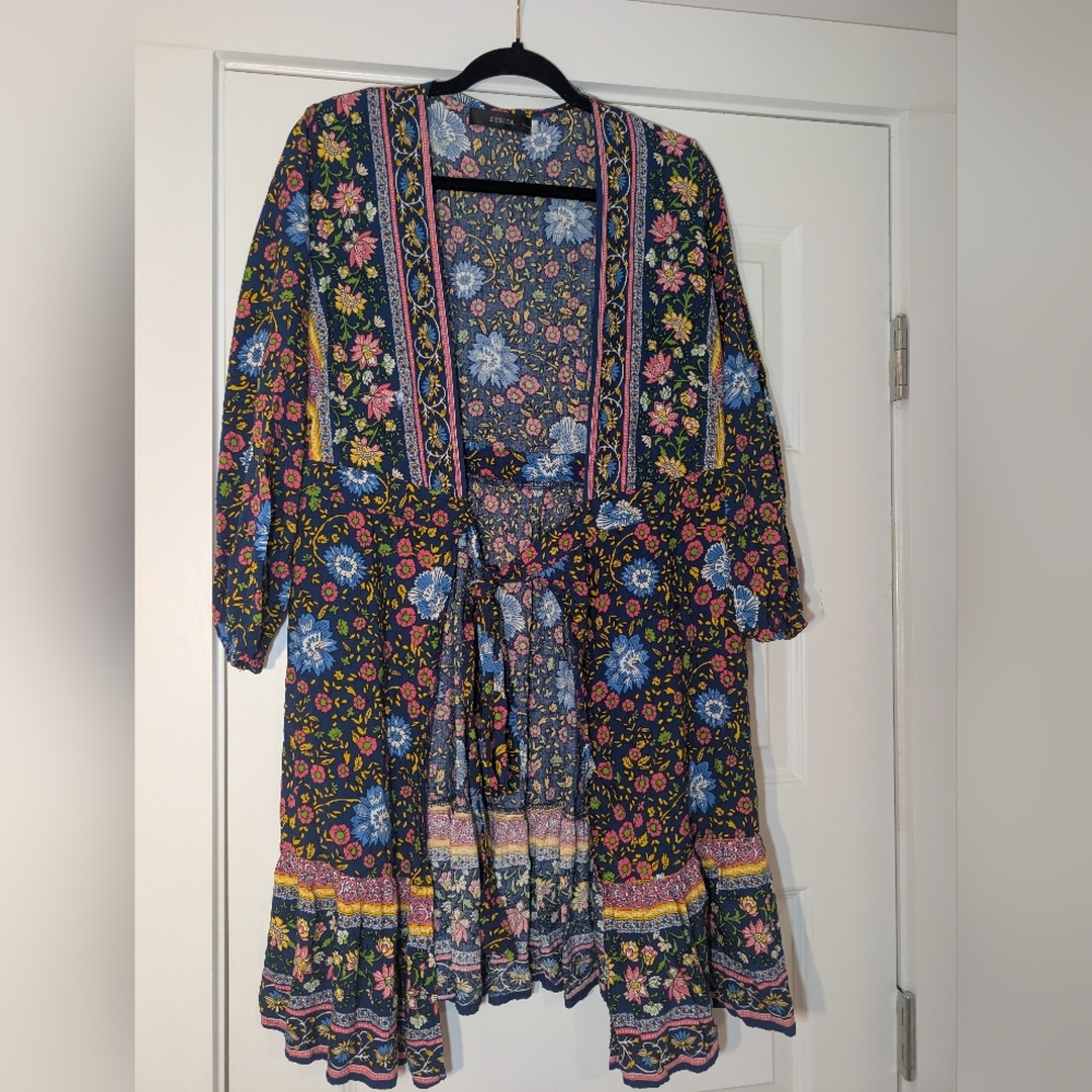 Zesica floral Women's Boho Wrap with Blue and Pink Accents Size S - Picture 3 of 7